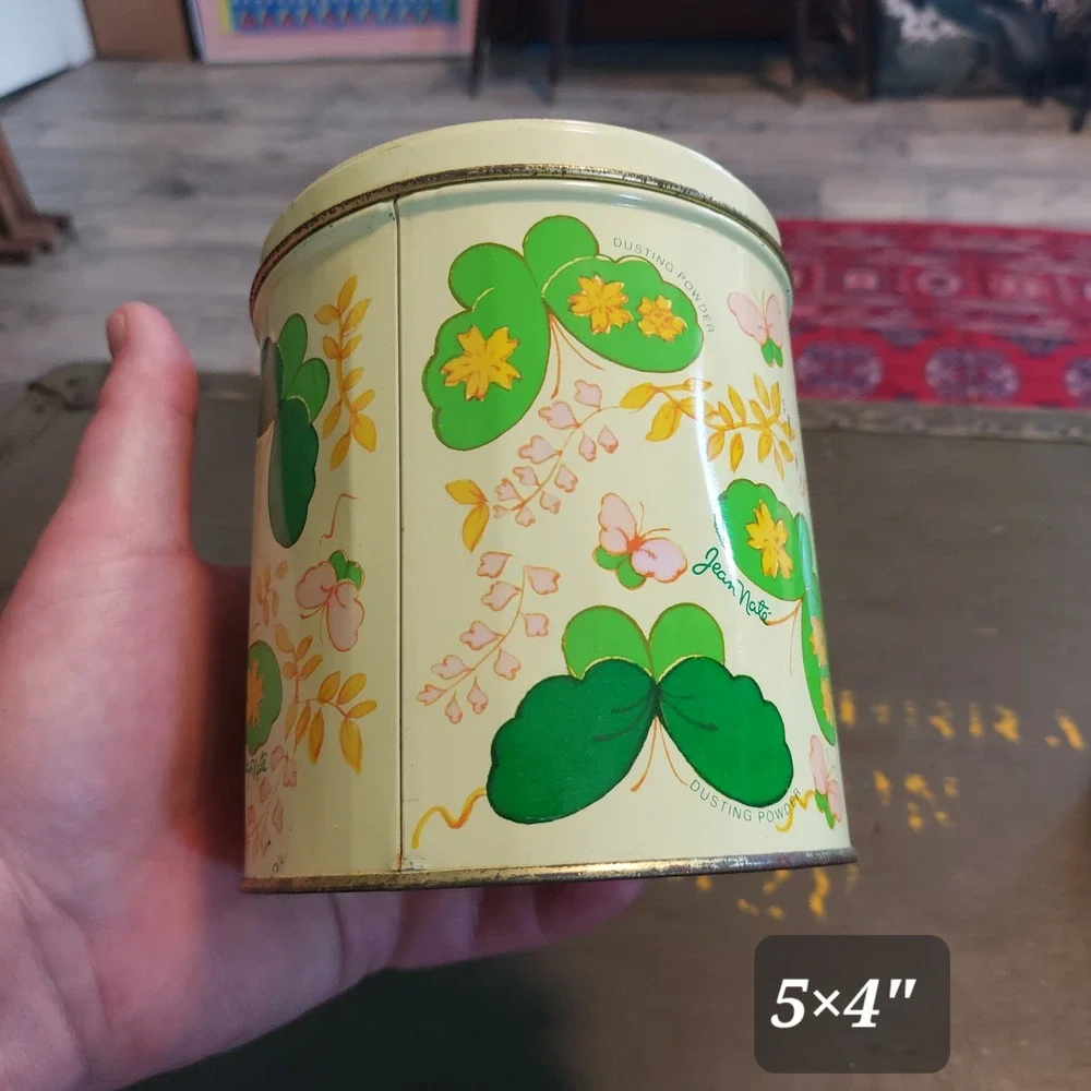 Vintage Jean Nate Butterfly Dusting Powder Tin Charles of the Ritz 5x4 Retro 70s